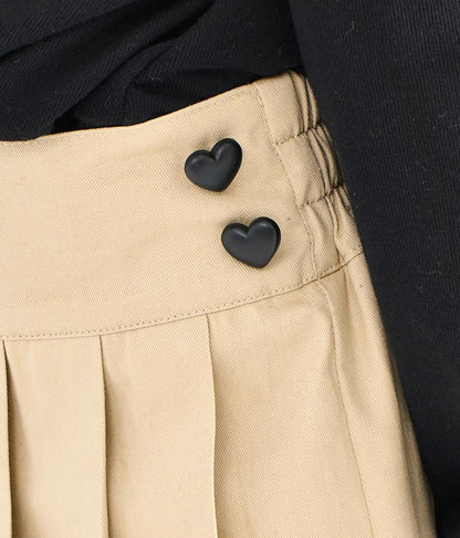 ハート ボタン 裾 プリーツ スカート 421-3308