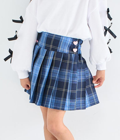 ハート ボタン 裾 プリーツ スカート 421-3308