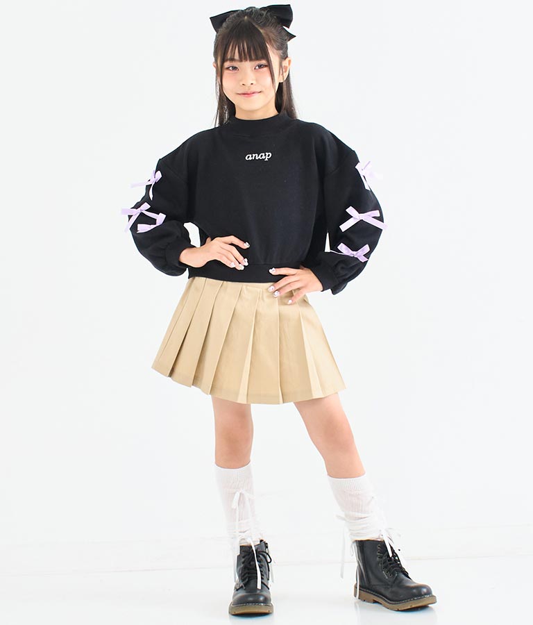 ハート ボタン 裾 プリーツ スカート 421-3308