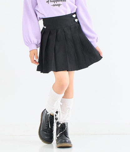 ハート ボタン 裾 プリーツ スカート 421-3308