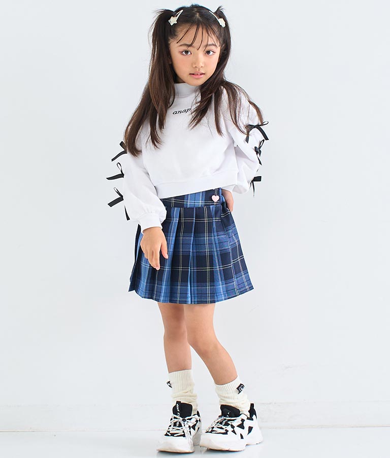 ハート ボタン 裾 プリーツ スカート 421-3308