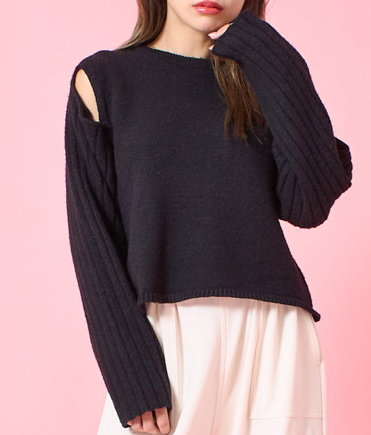 デザインオープンニットトップスセーター 493-2429