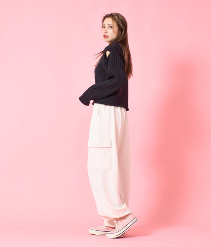 デザインオープンニットトップスセーター 493-2429