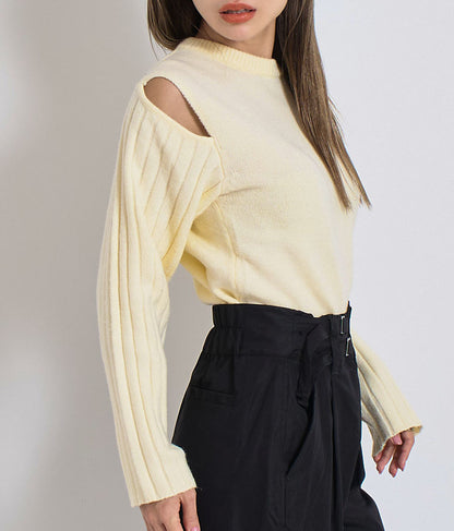 デザインオープンニットトップスセーター 493-2429