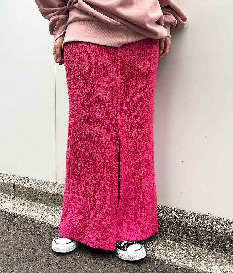 ブークレ フロン トスリット ニット スカート  361-8914