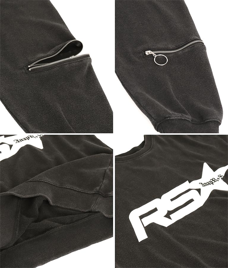 ANAP R+S【リラスポ】 ヴィンテージ 加工 ジップ スウェット トップス (ユニセックス アイテム) 913-7564