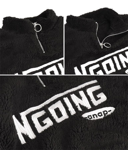 リング ハーフジップ ボア 長袖 トレーナー 423-3335