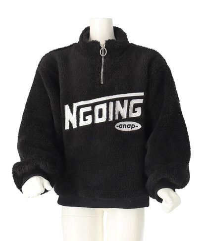 リング ハーフジップ ボア 長袖 トレーナー 423-3335