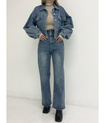 3つボタン ストレッチ ストレート デニム パンツ 152-5583