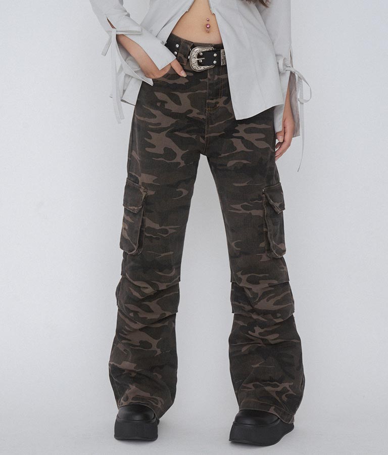 【ティーンズライン】迷彩 ワイド パンツ  (M、Lサイズ展開) 912-7589