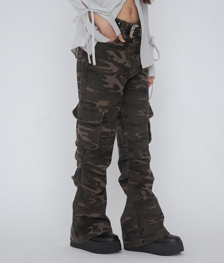 【ティーンズライン】迷彩 ワイド パンツ  (M、Lサイズ展開) 912-7589