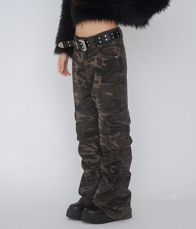 【ティーンズライン】迷彩 ワイド パンツ  (M、Lサイズ展開) 912-7589