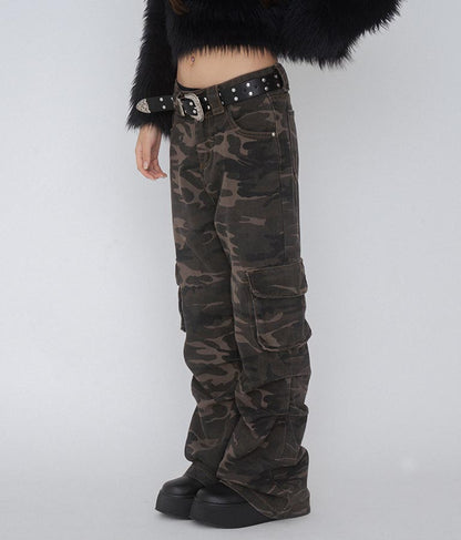 【ティーンズライン】迷彩 ワイド パンツ  (M、Lサイズ展開) 912-7589