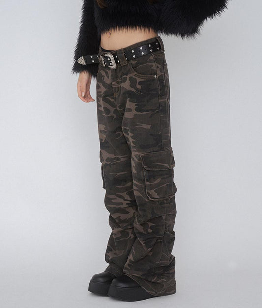 【ティーンズライン】迷彩 ワイド パンツ  (M、Lサイズ展開) 912-7589