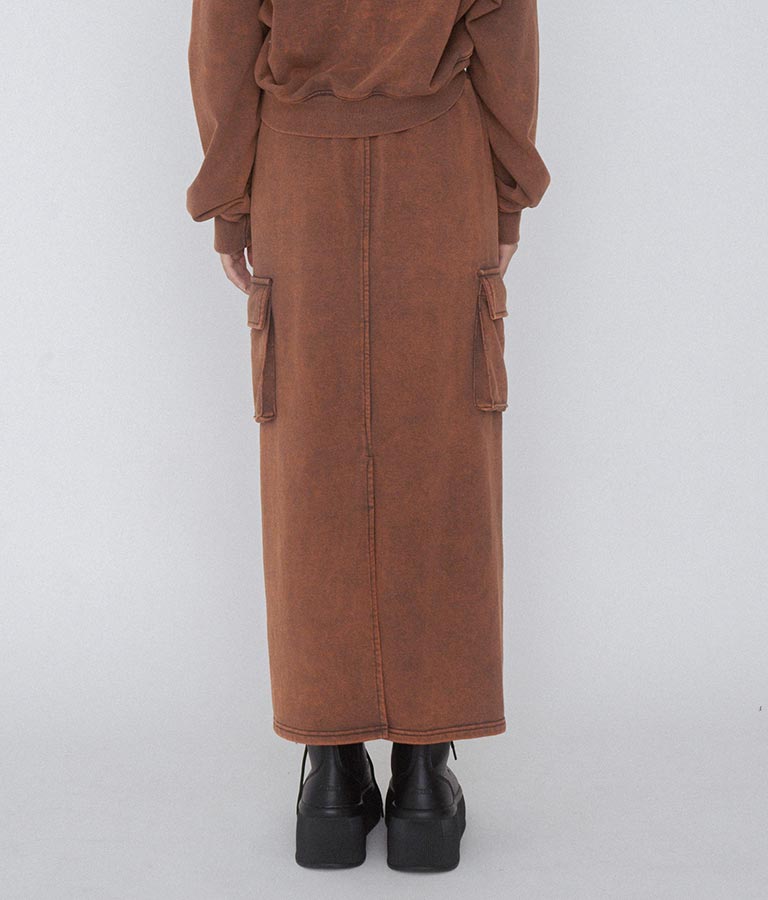 【ティーンズライン】ユーズド加工 ダブルジップ スウェット ロング スカート  (M、Lサイズ展開) 911-7592