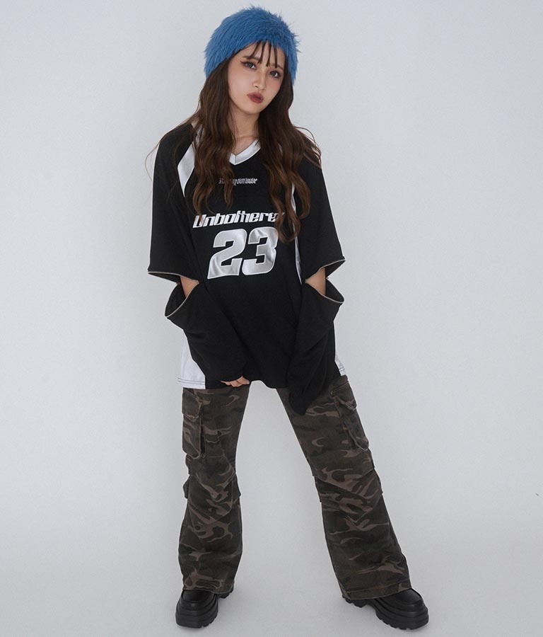 【ティーンズライン】袖 ジップ ゲーム ロゴ オーバー スウェット トップス (M、Lサイズ展開) 913-7576