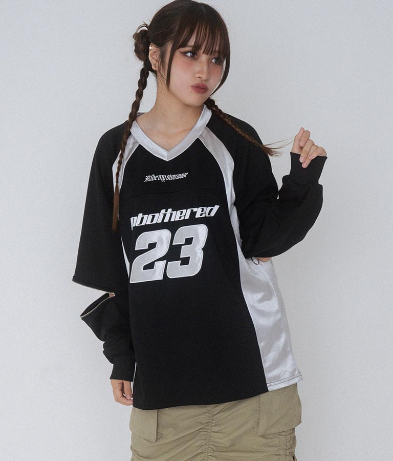 【ティーンズライン】袖 ジップ ゲーム ロゴ オーバー スウェット トップス (M、Lサイズ展開) 913-7576