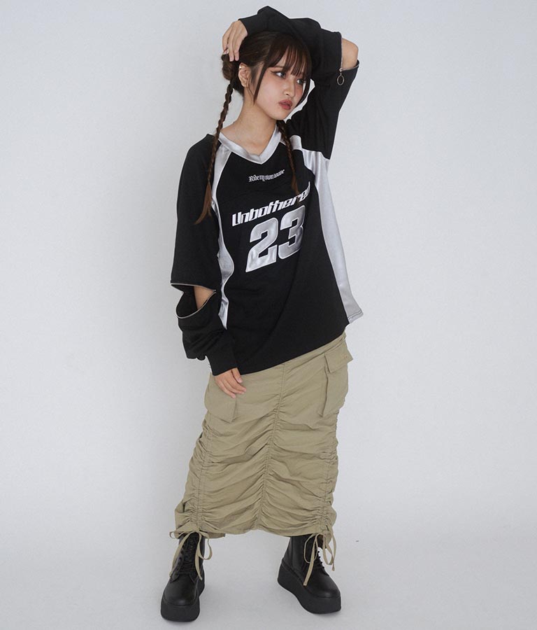 【ティーンズライン】袖 ジップ ゲーム ロゴ オーバー スウェット トップス (M、Lサイズ展開) 913-7576