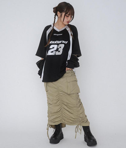 【ティーンズライン】袖 ジップ ゲーム ロゴ オーバー スウェット トップス (M、Lサイズ展開) 913-7576