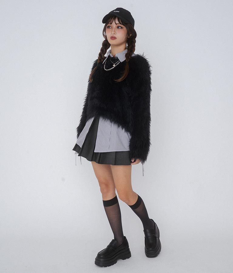 【ティーンズライン】フェイクレザー プリーツ スカート 911-7595