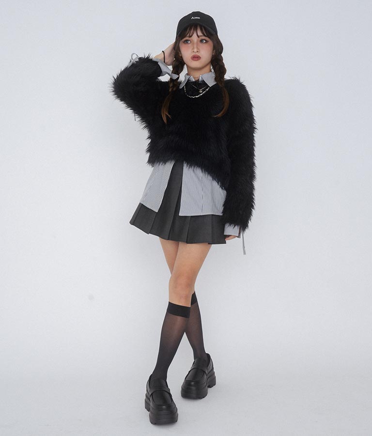 【ティーンズライン】フェイクレザー プリーツ スカート 911-7595