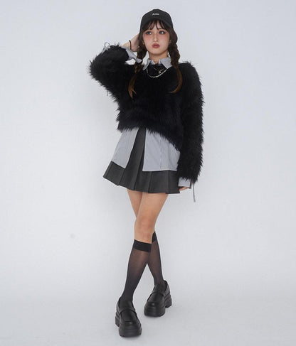 【ティーンズライン】フェイクレザー プリーツ スカート 911-7595