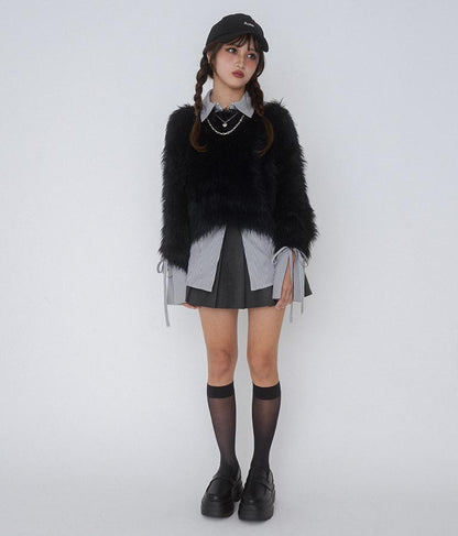 【ティーンズライン】フェイクレザー プリーツ スカート 911-7595