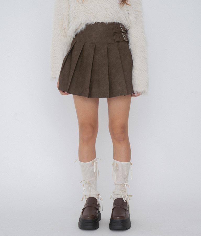 【ティーンズライン】フェイクレザー プリーツ スカート 911-7595