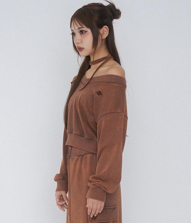 【ティーンズライン】チョーカー ミエ ユーズド 加工 Vネック スウェット トップス (M、Lサイズ展開) 913-7591