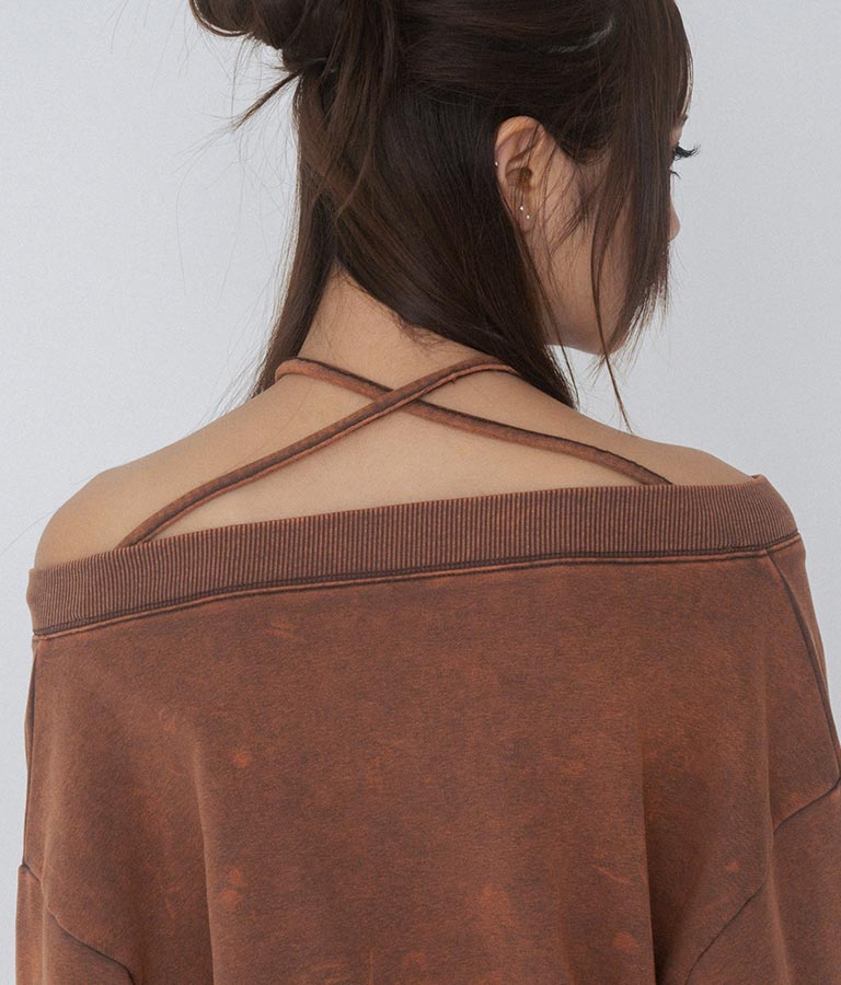 【ティーンズライン】チョーカー ミエ ユーズド 加工 Vネック スウェット トップス (M、Lサイズ展開) 913-7591