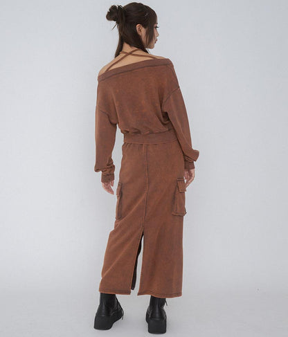 【ティーンズライン】チョーカー ミエ ユーズド 加工 Vネック スウェット トップス (M、Lサイズ展開) 913-7591