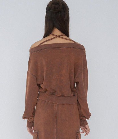 【ティーンズライン】チョーカー ミエ ユーズド 加工 Vネック スウェット トップス (M、Lサイズ展開) 913-7591