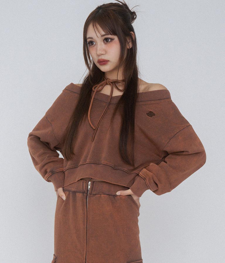 【ティーンズライン】チョーカー ミエ ユーズド 加工 Vネック スウェット トップス (M、Lサイズ展開) 913-7591