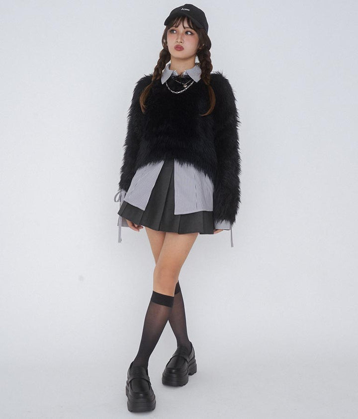【ティーンズライン】ダブルジップ デザイン シャツ  (M、Lサイズ展開) 914-7577