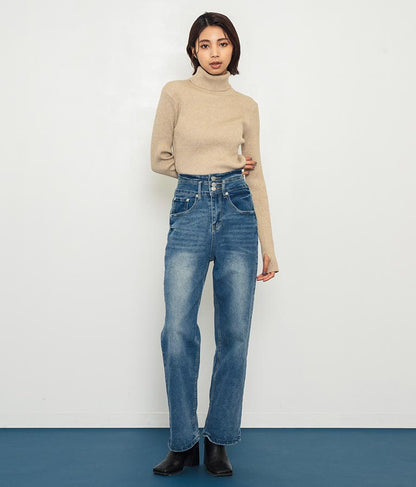 3つボタン ストレッチ ストレート デニム パンツ 152-5583