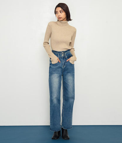 3つボタン ストレッチ ストレート デニム パンツ 152-5583