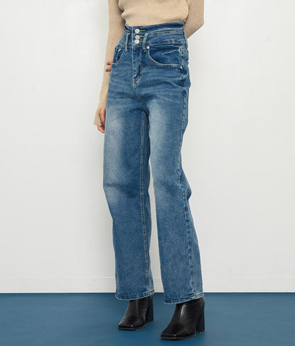 3つボタン ストレッチ ストレート デニム パンツ 152-5583