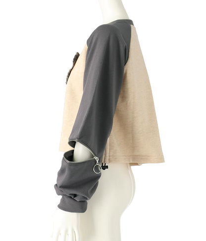 バタフライ デニムワッペン ラグラン スウェット トップス 913-7567