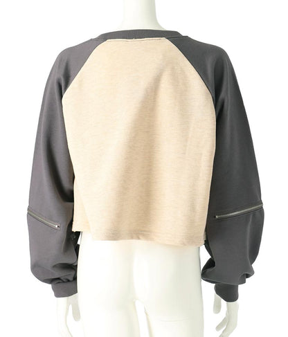 バタフライ デニムワッペン ラグラン スウェット トップス 913-7567