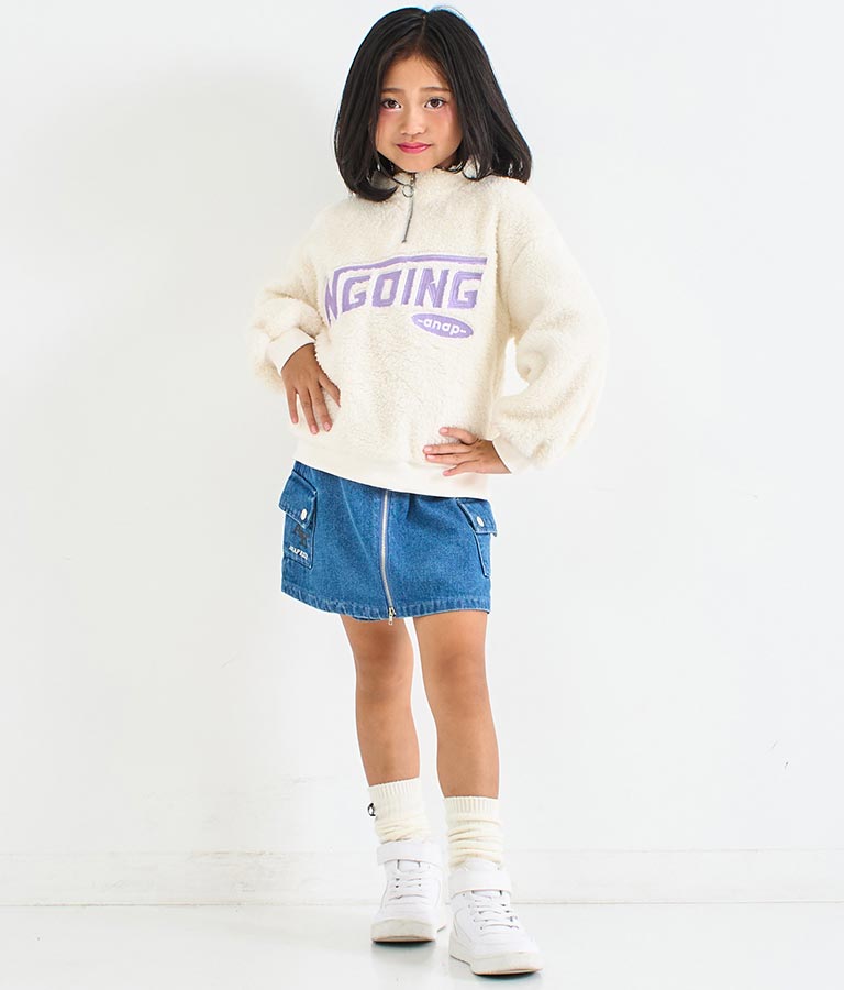 リング ハーフジップ ボア 長袖 トレーナー 423-3335