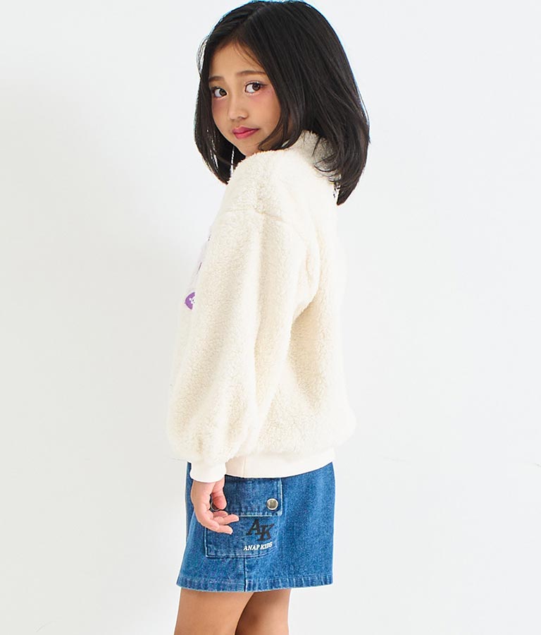 リング ハーフジップ ボア 長袖 トレーナー 423-3335