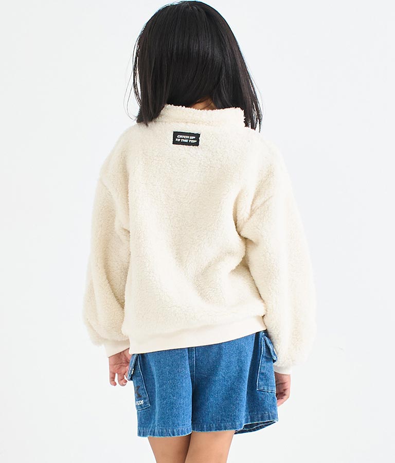 リング ハーフジップ ボア 長袖 トレーナー 423-3335