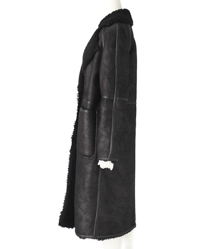 ITALY フェイク ムートン ロング コート 396-2929