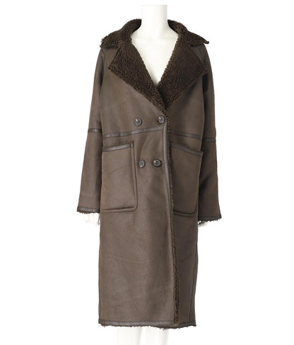 ITALY フェイク ムートン ロング コート 396-2929