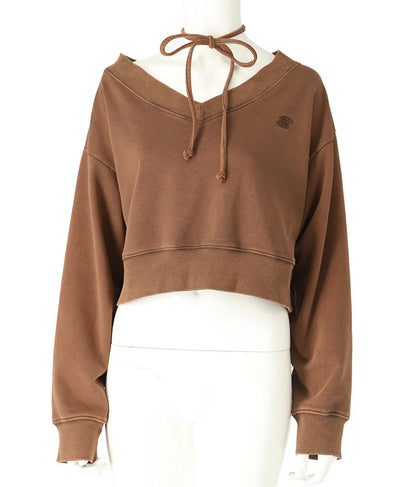 【ティーンズライン】チョーカー ミエ ユーズド 加工 Vネック スウェット トップス (M、Lサイズ展開) 913-7591