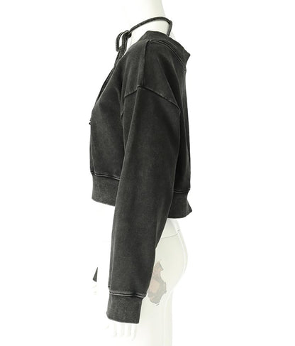 【ティーンズライン】チョーカー ミエ ユーズド 加工 Vネック スウェット トップス (M、Lサイズ展開) 913-7591