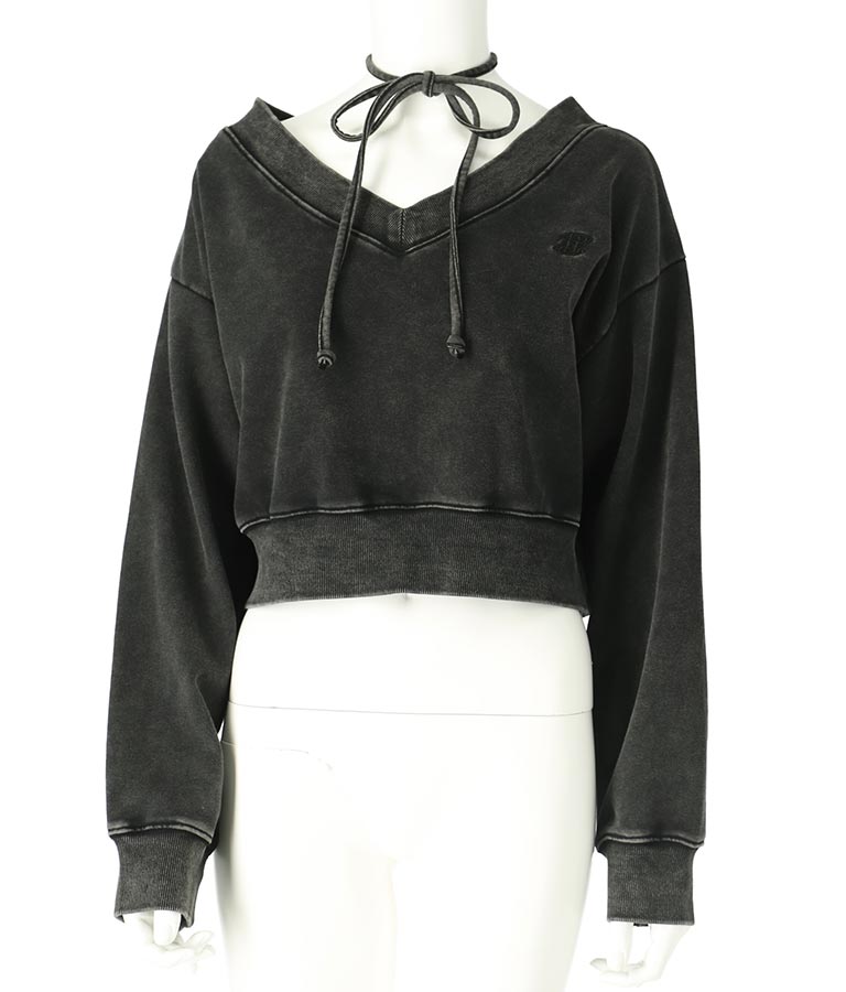 【ティーンズライン】チョーカー ミエ ユーズド 加工 Vネック スウェット トップス (M、Lサイズ展開) 913-7591