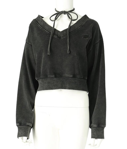 【ティーンズライン】チョーカー ミエ ユーズド 加工 Vネック スウェット トップス (M、Lサイズ展開) 913-7591