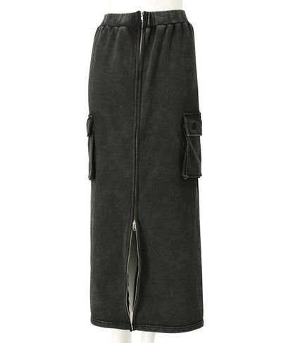 【ティーンズライン】ユーズド加工 ダブルジップ スウェット ロング スカート  (M、Lサイズ展開) 911-7592