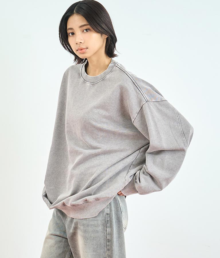 オーバーサイズ ピグメント スウェット 裏毛 トップス 153-5609